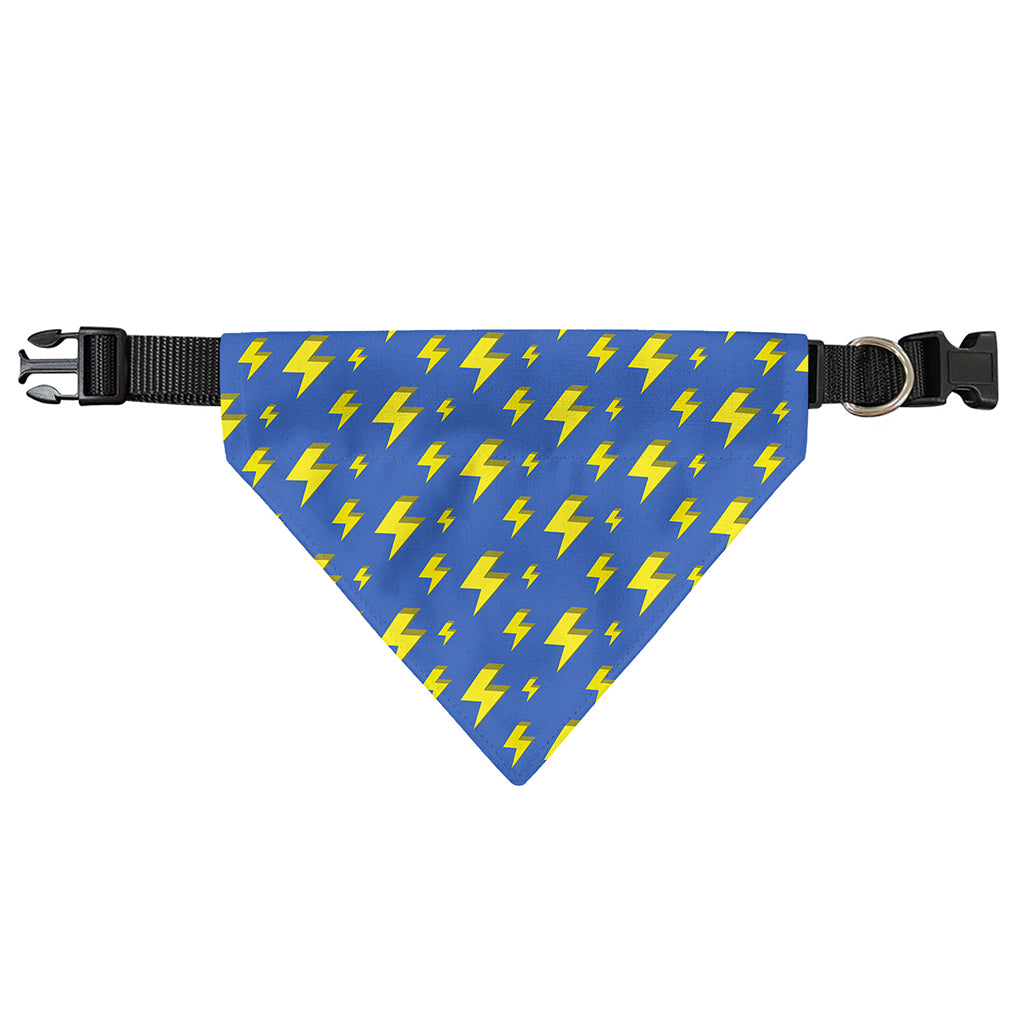 Blue And Yellow Lightning Pattern Print Over The Collar Dog Bandana