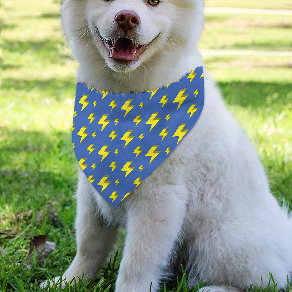 Blue And Yellow Lightning Pattern Print Over The Collar Dog Bandana