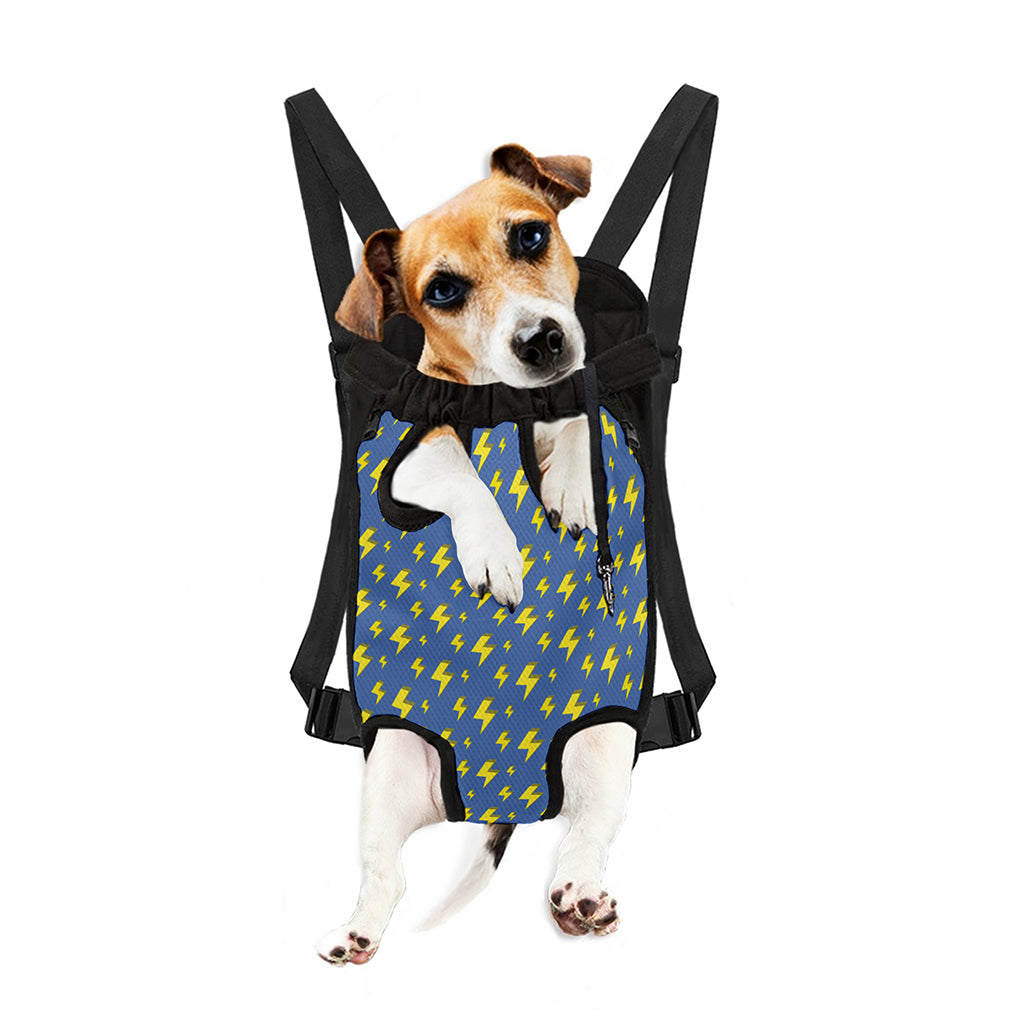 Blue And Yellow Lightning Pattern Print Pet Carrier Backpack