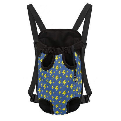 Blue And Yellow Lightning Pattern Print Pet Carrier Backpack