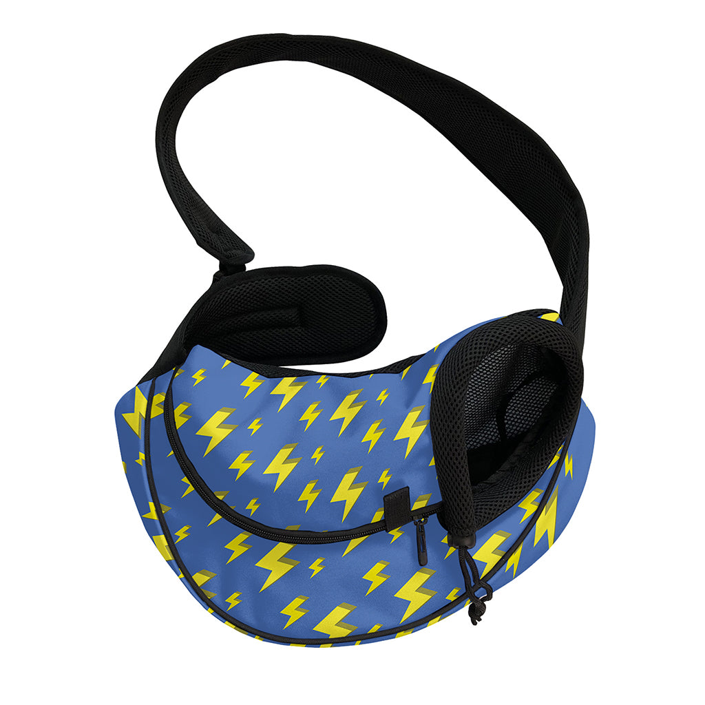 Blue And Yellow Lightning Pattern Print Pet Sling Carrier