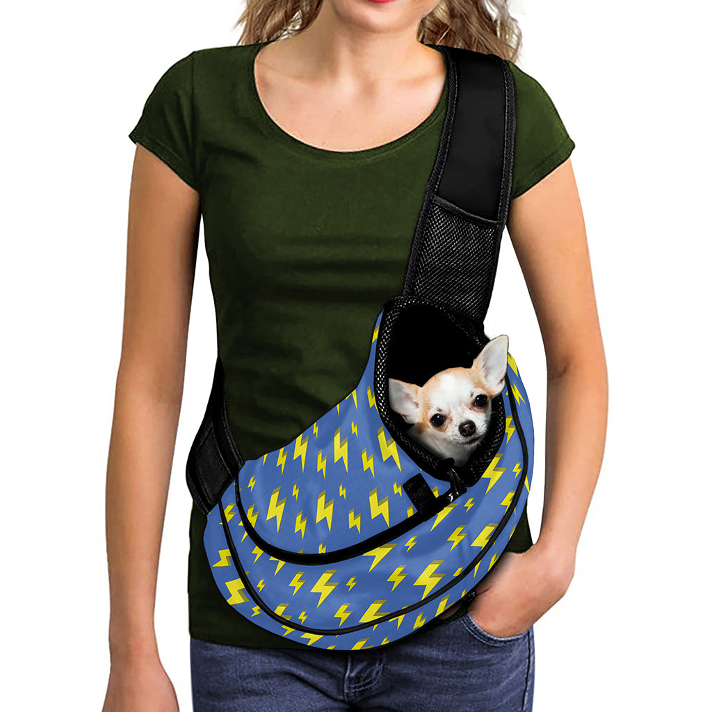 Blue And Yellow Lightning Pattern Print Pet Sling Carrier