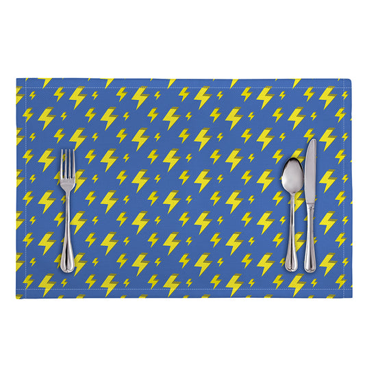 Blue And Yellow Lightning Pattern Print Placemat