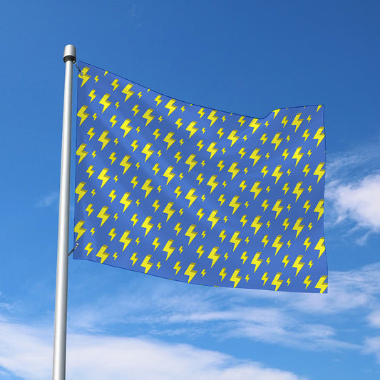 Blue And Yellow Lightning Pattern Print Polyester Flag