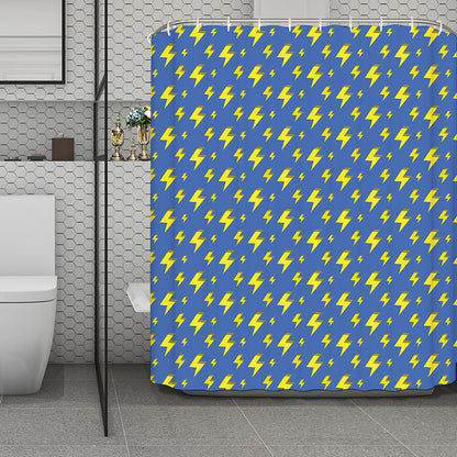 Blue And Yellow Lightning Pattern Print Polyester Shower Curtain