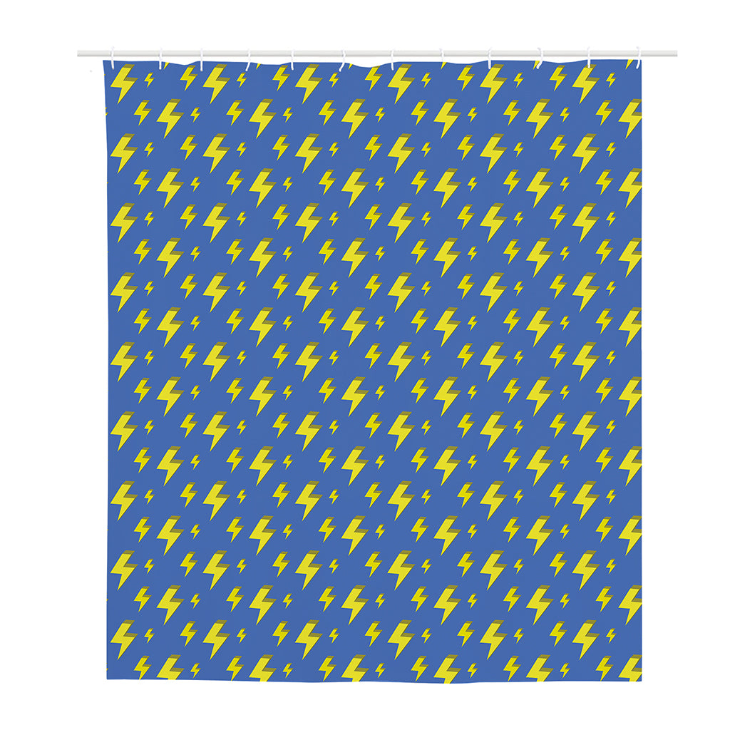 Blue And Yellow Lightning Pattern Print Polyester Shower Curtain