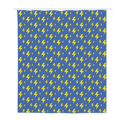 Blue And Yellow Lightning Pattern Print Polyester Shower Curtain