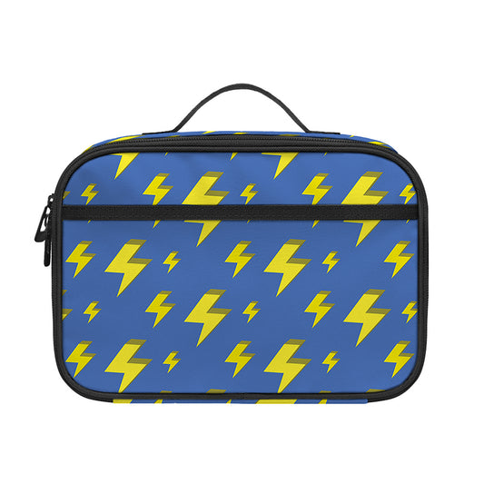 Blue And Yellow Lightning Pattern Print Portable Lunch Bag