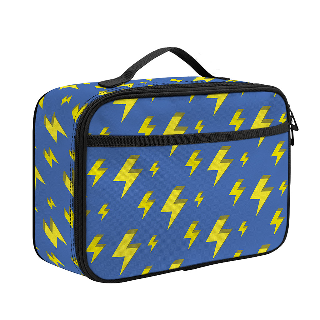 Blue And Yellow Lightning Pattern Print Portable Lunch Bag