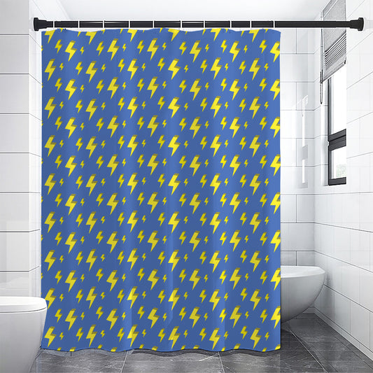 Blue And Yellow Lightning Pattern Print Premium Shower Curtain