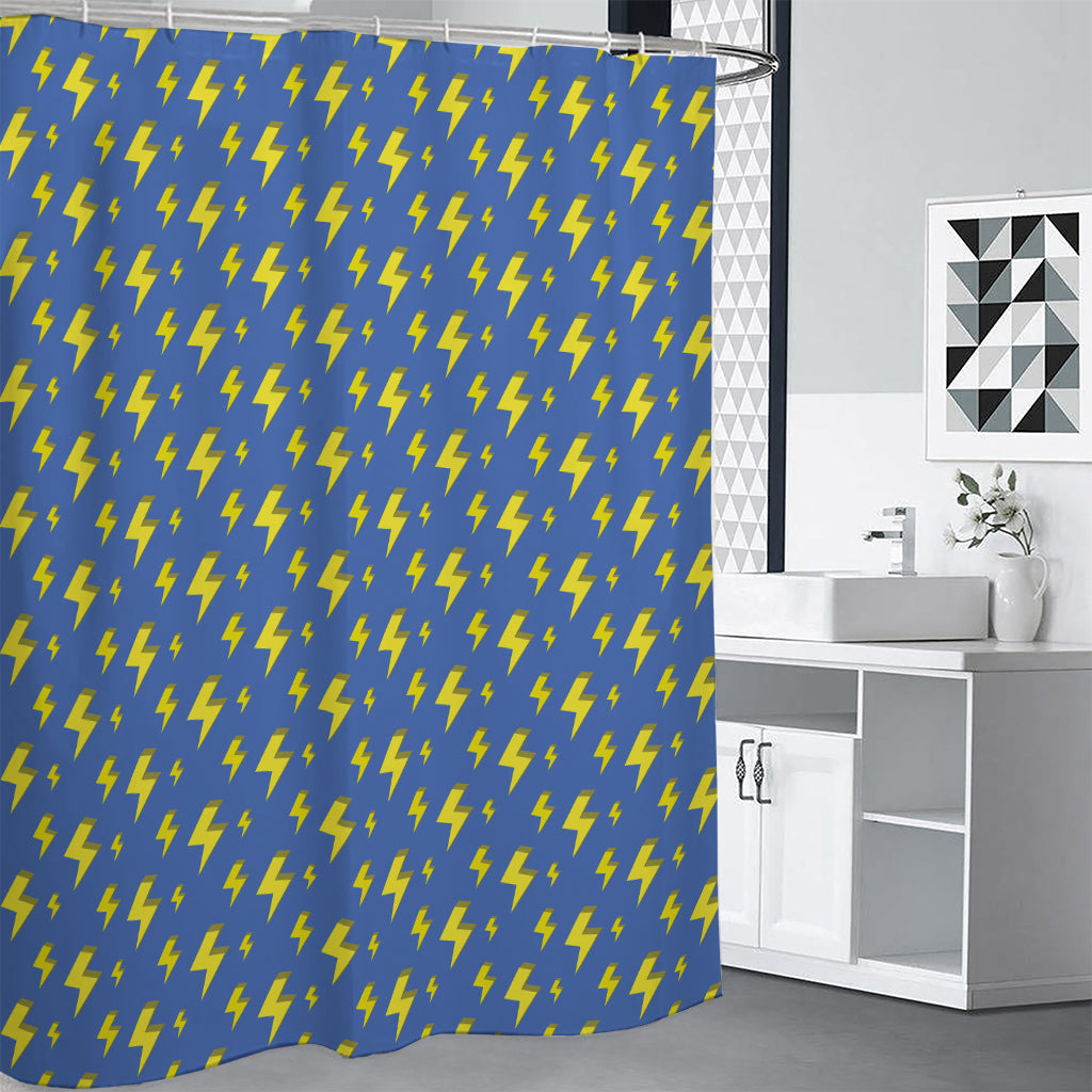 Blue And Yellow Lightning Pattern Print Premium Shower Curtain