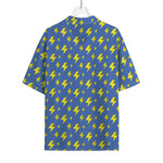 Blue And Yellow Lightning Pattern Print Rayon Hawaiian Shirt
