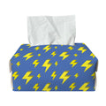 Blue And Yellow Lightning Pattern Print Rectangle Tissue Box Cover