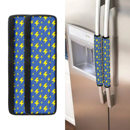 Blue And Yellow Lightning Pattern Print Refrigerator Handle Covers