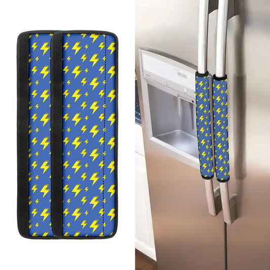 Blue And Yellow Lightning Pattern Print Refrigerator Handle Covers