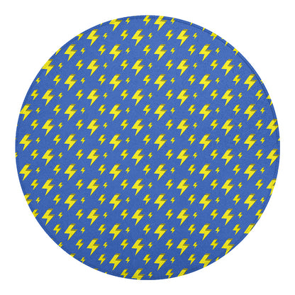 Blue And Yellow Lightning Pattern Print Round Blanket