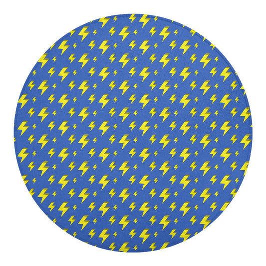 Blue And Yellow Lightning Pattern Print Round Blanket
