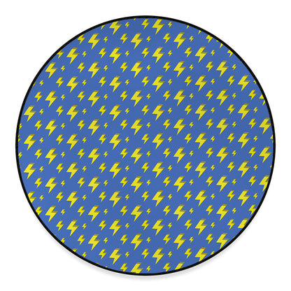 Blue And Yellow Lightning Pattern Print Round Floor Mat