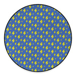 Blue And Yellow Lightning Pattern Print Round Floor Mat