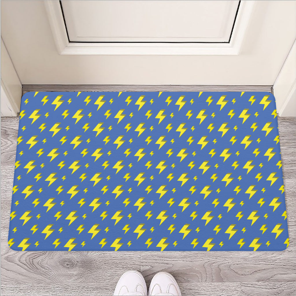 Blue And Yellow Lightning Pattern Print Rubber Doormat