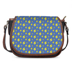 Blue And Yellow Lightning Pattern Print Saddle Bag