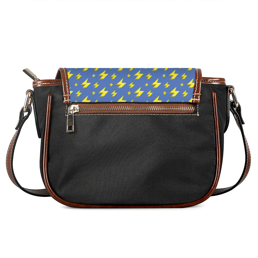 Blue And Yellow Lightning Pattern Print Saddle Bag
