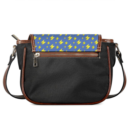 Blue And Yellow Lightning Pattern Print Saddle Bag