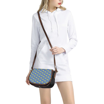 Blue And Yellow Lightning Pattern Print Saddle Bag