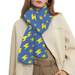 Blue And Yellow Lightning Pattern Print Scarf