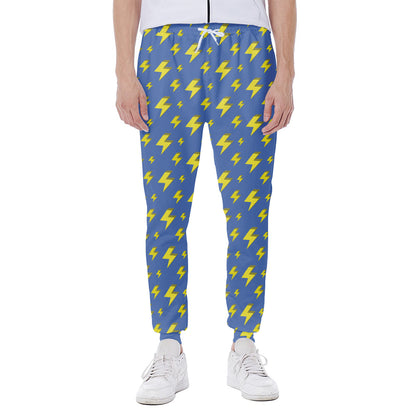 Blue And Yellow Lightning Pattern Print Scuba Joggers