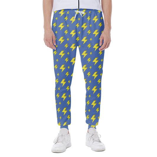 Blue And Yellow Lightning Pattern Print Scuba Joggers