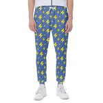 Blue And Yellow Lightning Pattern Print Scuba Joggers
