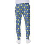 Blue And Yellow Lightning Pattern Print Scuba Joggers