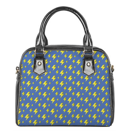 Blue And Yellow Lightning Pattern Print Shoulder Handbag