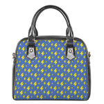 Blue And Yellow Lightning Pattern Print Shoulder Handbag