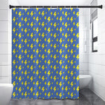 Blue And Yellow Lightning Pattern Print Shower Curtain