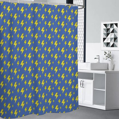 Blue And Yellow Lightning Pattern Print Shower Curtain