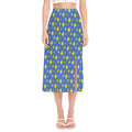 Blue And Yellow Lightning Pattern Print Side Slit Midi Skirt