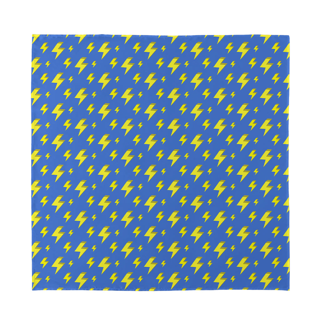 Blue And Yellow Lightning Pattern Print Silk Bandana