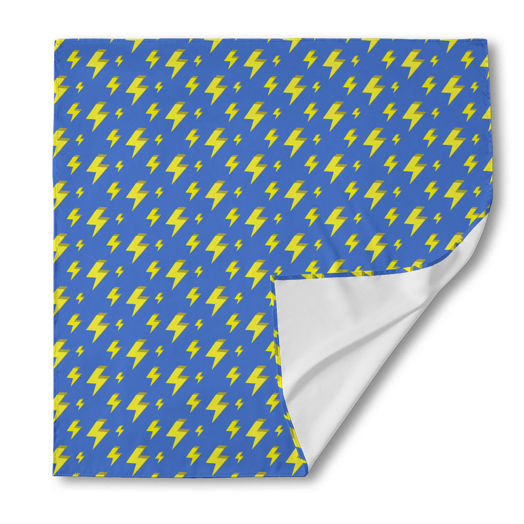 Blue And Yellow Lightning Pattern Print Silk Bandana
