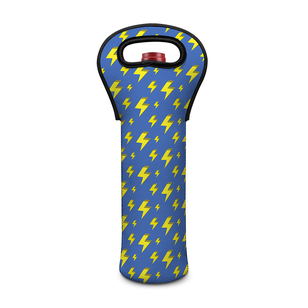 Blue And Yellow Lightning Pattern Print Single Neoprene Wine Tote