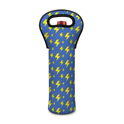 Blue And Yellow Lightning Pattern Print Single Neoprene Wine Tote