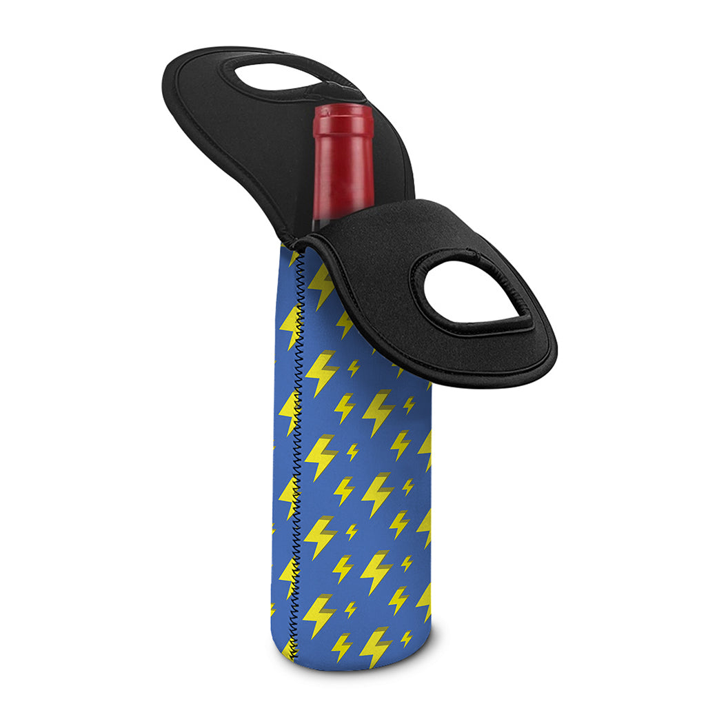 Blue And Yellow Lightning Pattern Print Single Neoprene Wine Tote