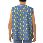 Blue And Yellow Lightning Pattern Print Sleeveless Baseball Jersey