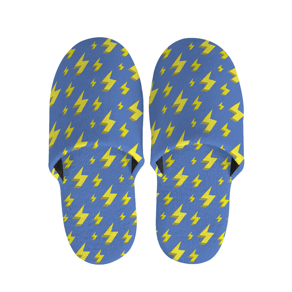 Blue And Yellow Lightning Pattern Print Slippers