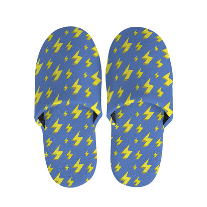 Blue And Yellow Lightning Pattern Print Slippers