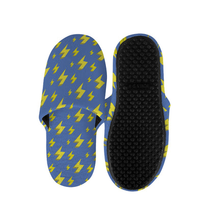 Blue And Yellow Lightning Pattern Print Slippers