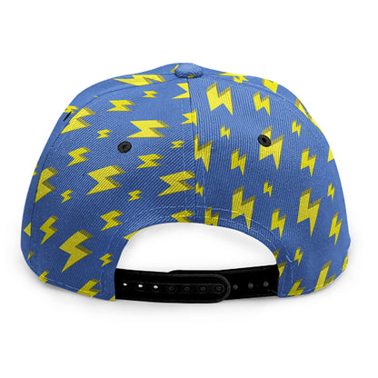 Blue And Yellow Lightning Pattern Print Snapback Cap
