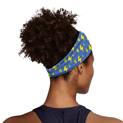 Blue And Yellow Lightning Pattern Print Sports Headband