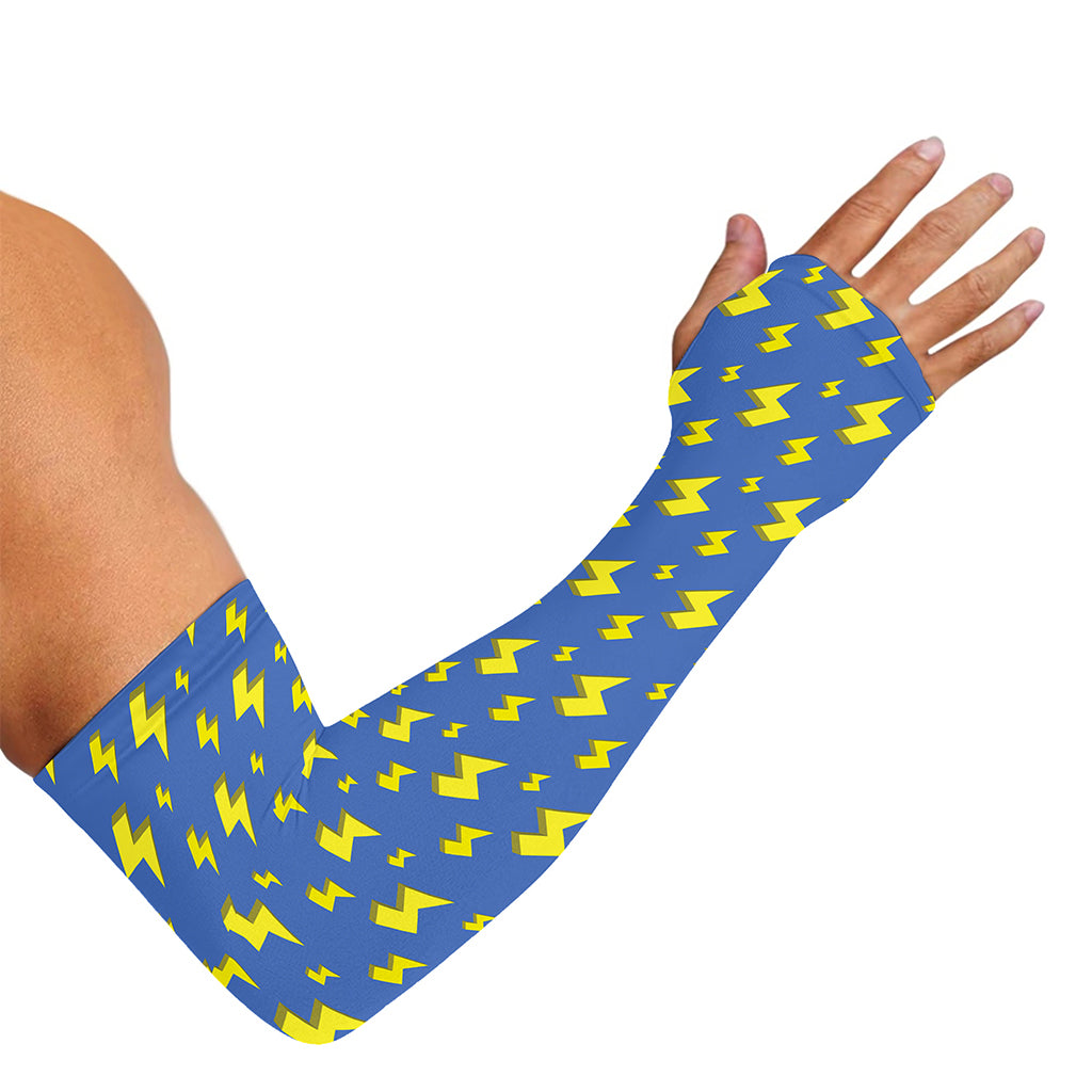 Blue And Yellow Lightning Pattern Print Sun Protection Arm Sleeves